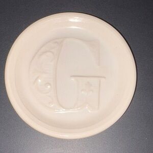Pottery Barn White G Monogrammed Trinket Dish Tray A-Z Dishes
